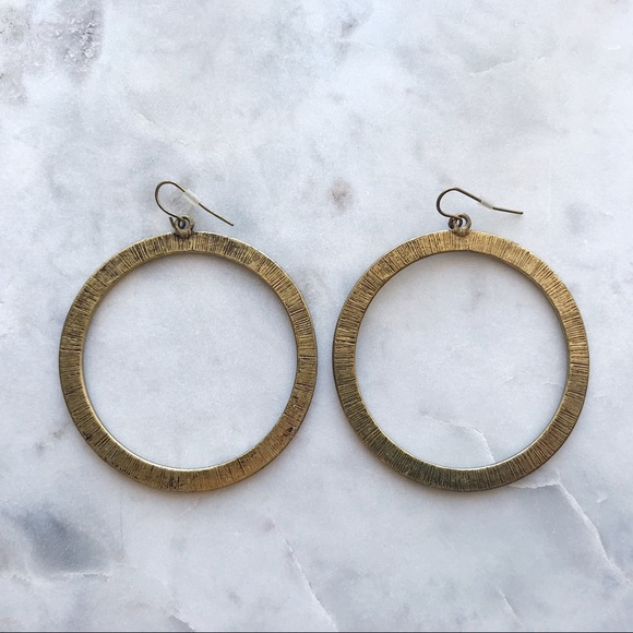 Anthropologie Gold Metal Circle Hoop Earrings - Picture 2 of 6